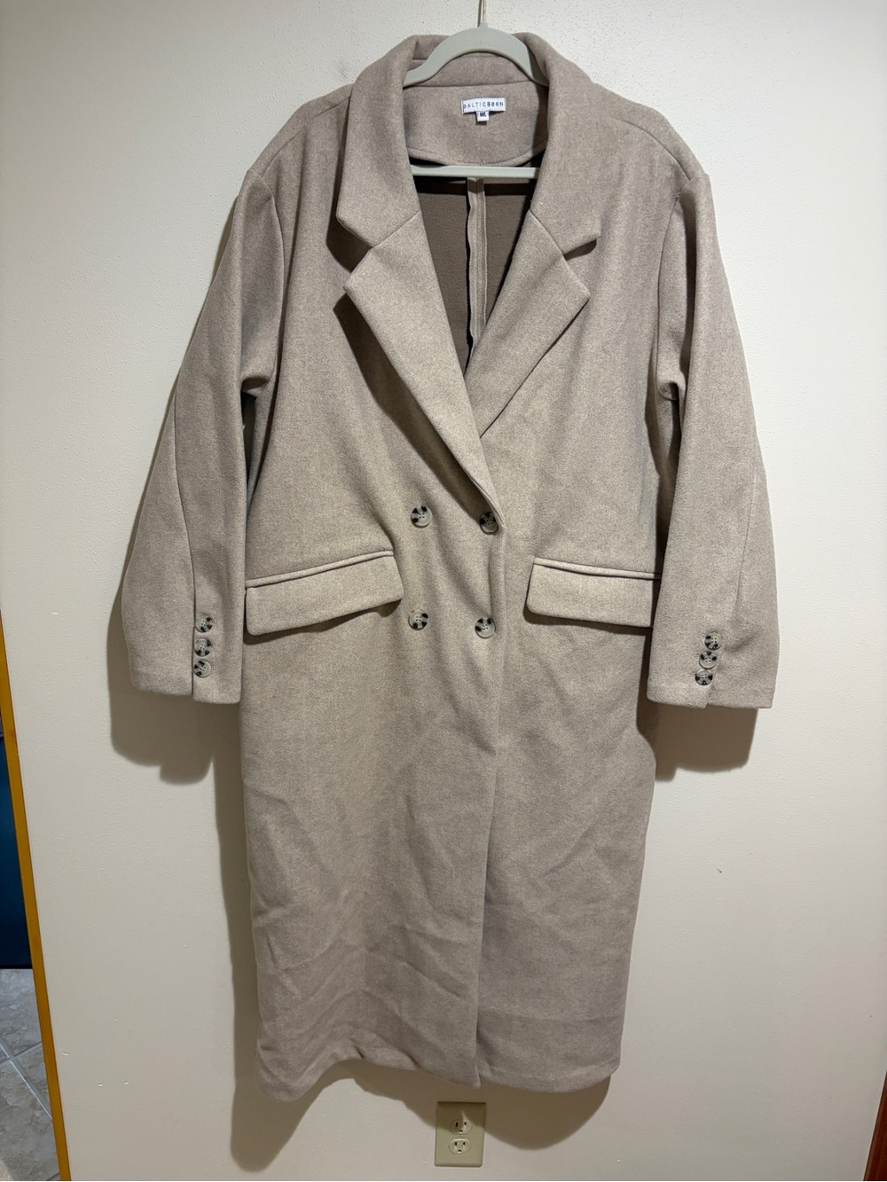 Baltic Born Anderson Double Breasted Long Coat Natural Size M/L - Picture 4 of 16